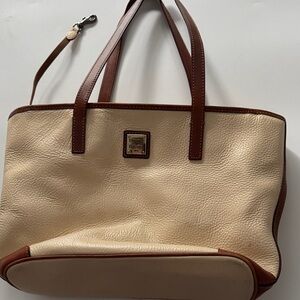 Dooney & Bourke Cream and Brown Leather Tote Bag